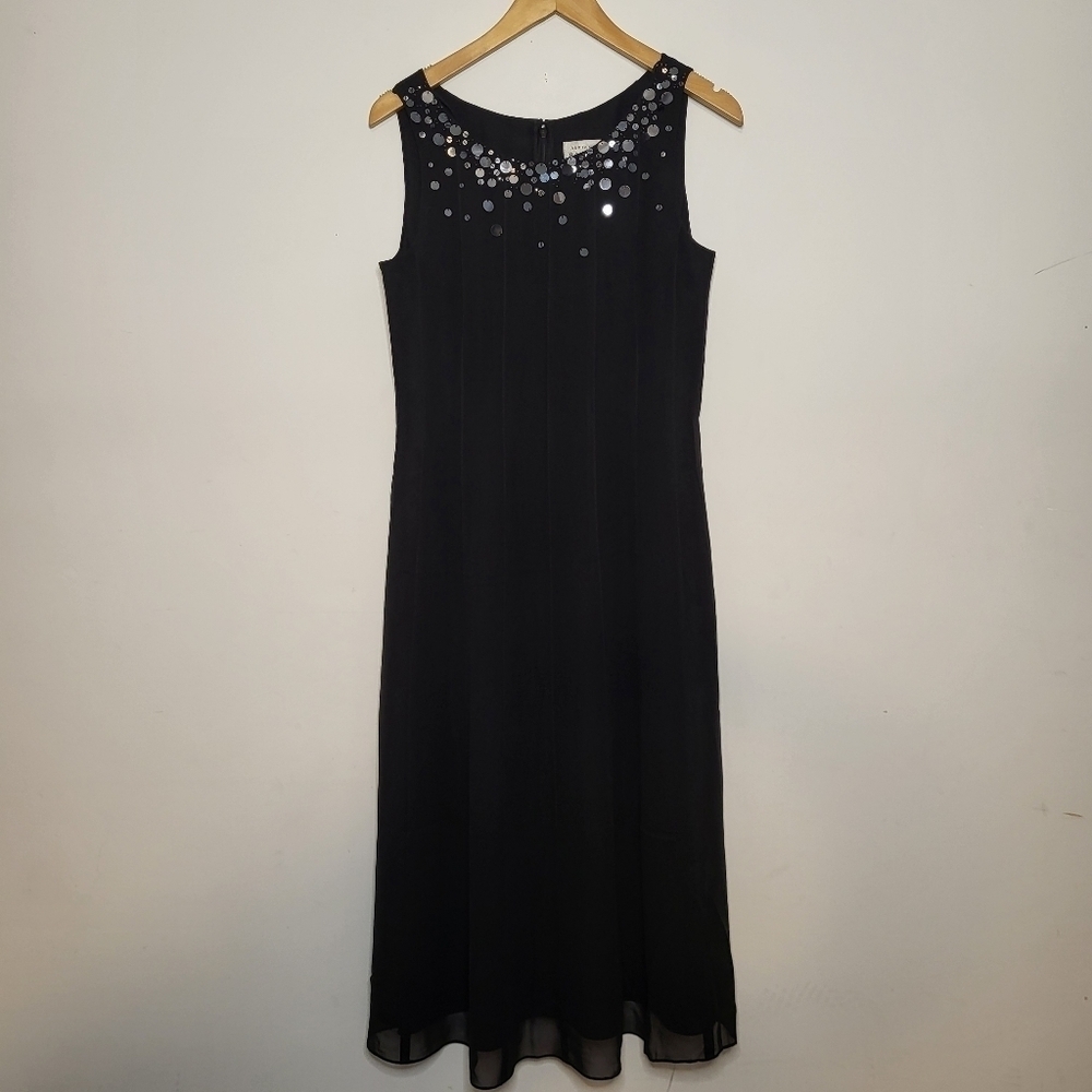 Adrianna Papell 100% Silk Black Evening Dress Size 8
